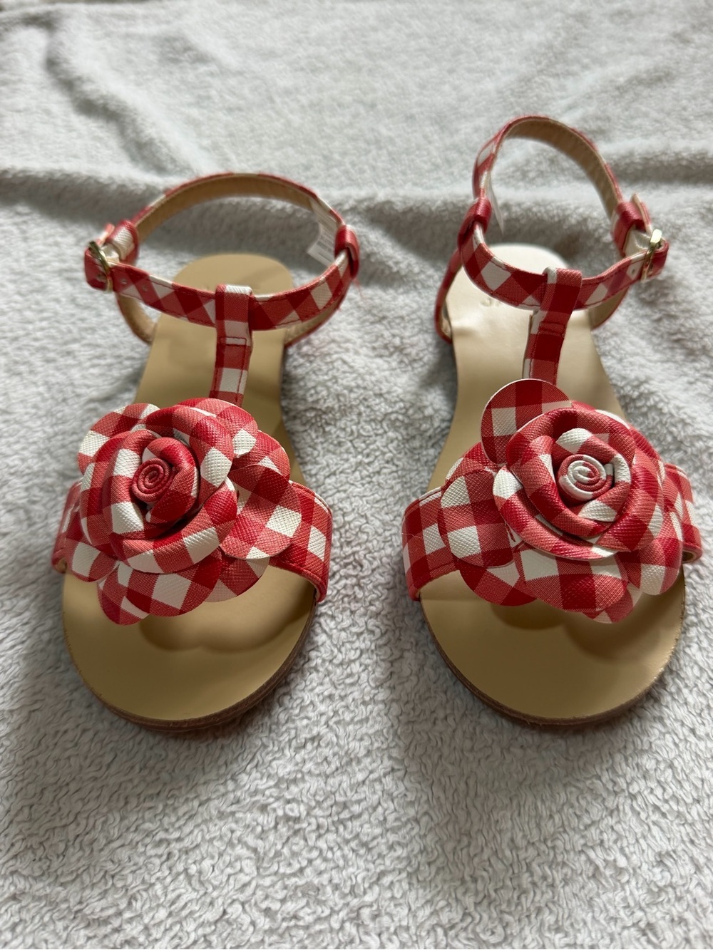 Janie and Jack | Red Gingham Rosette Sandals | Size 12 - Picture 10 of 11